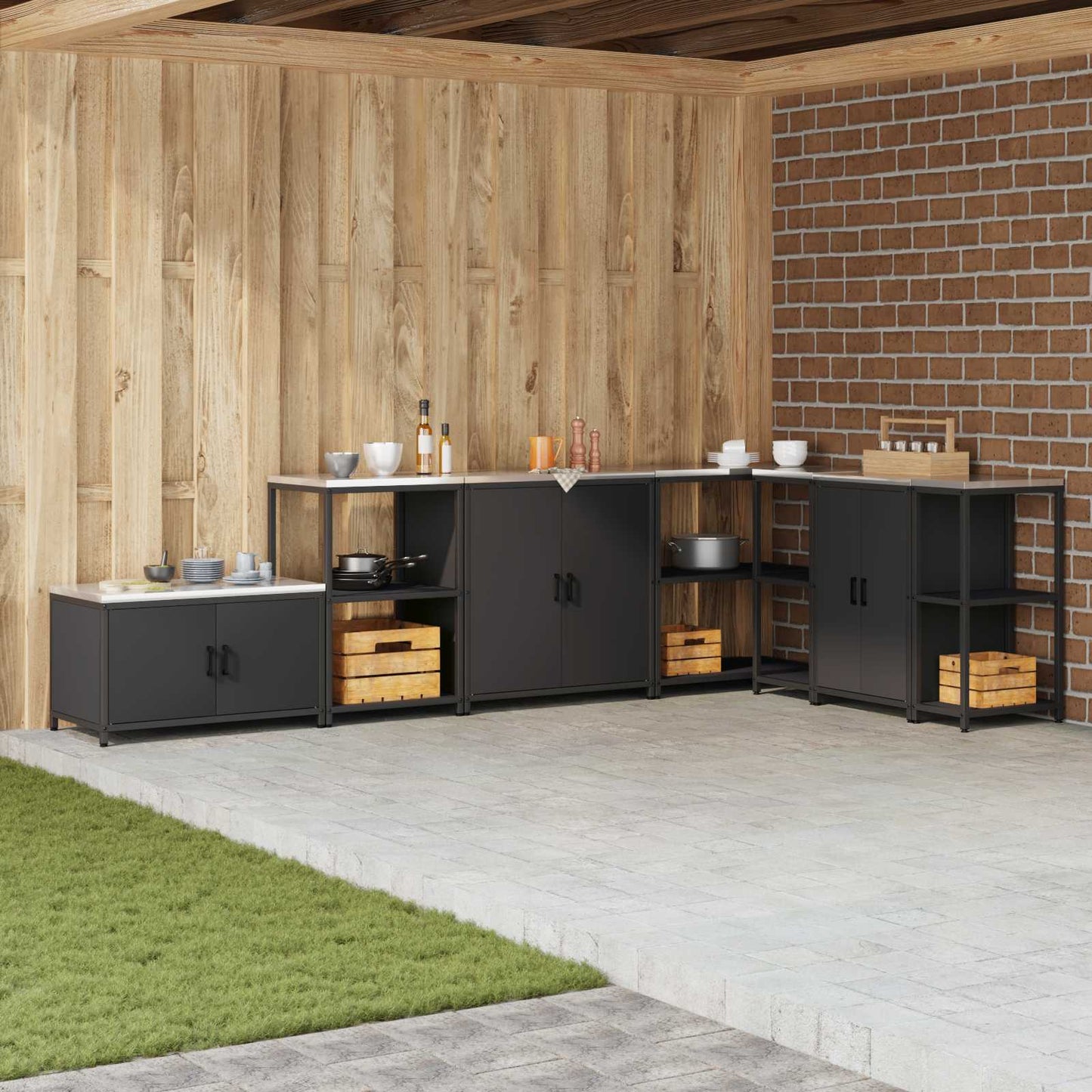 Kitchen Storage HATTEM Black 60 x 50 x 92 cm Steel