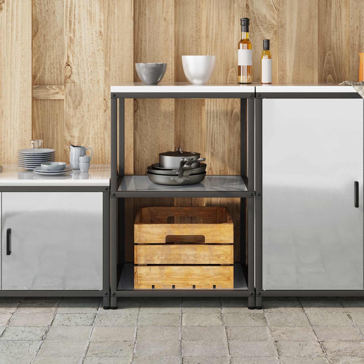 Kitchen Storage HATTEM Silver 60 x 50 x 92 cm Steel