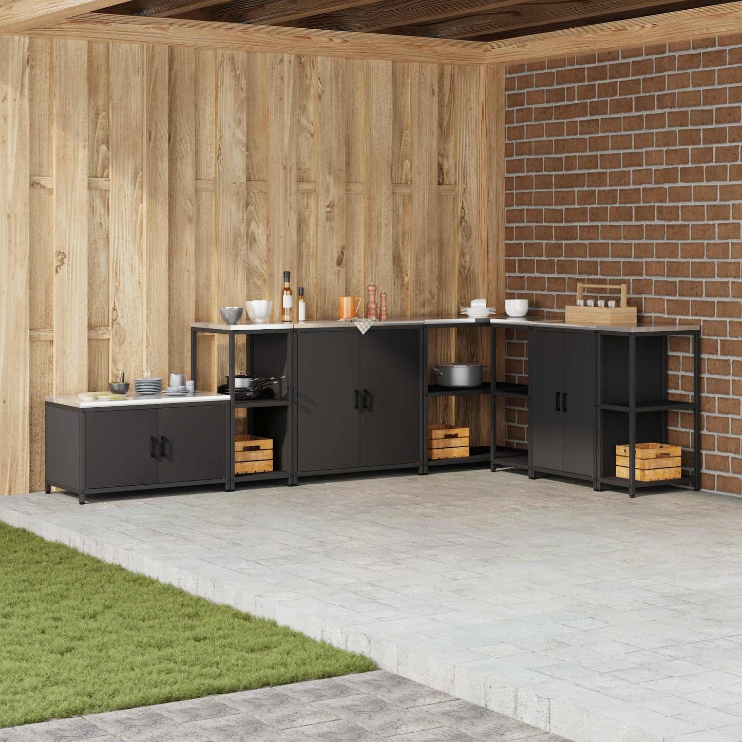 Kitchen Storage HATTEM Black 40 x 50 x 92 cm Steel