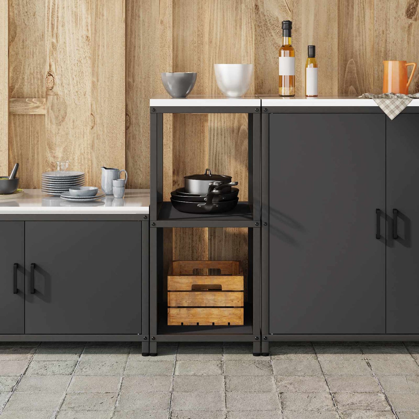 Kitchen Storage HATTEM Black 40 x 50 x 92 cm Steel