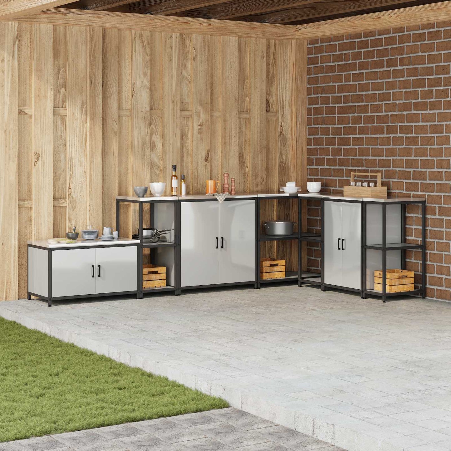 Kitchen Storage with Shelf Silver 40 x 50 x 92 cm Steel
