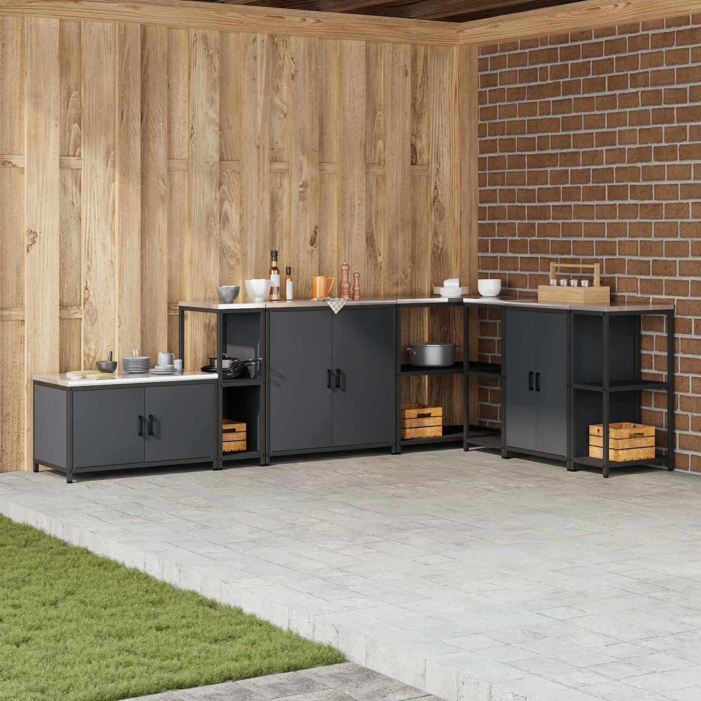 Kitchen Storage HATTEM Anthracite 30 x 50 x 92 cm Steel