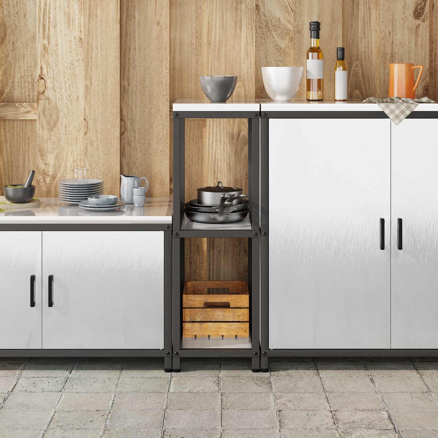 Kitchen Storage HATTEM Silver 30 x 50 x 92 cm Steel