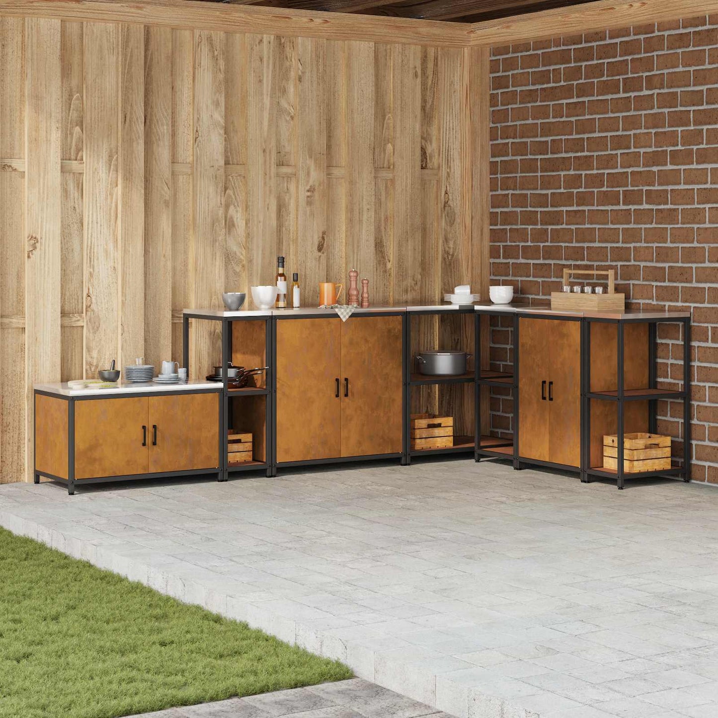 Kitchen Storage HATTEM Rusty 30 x 50 x 92 cm Steel