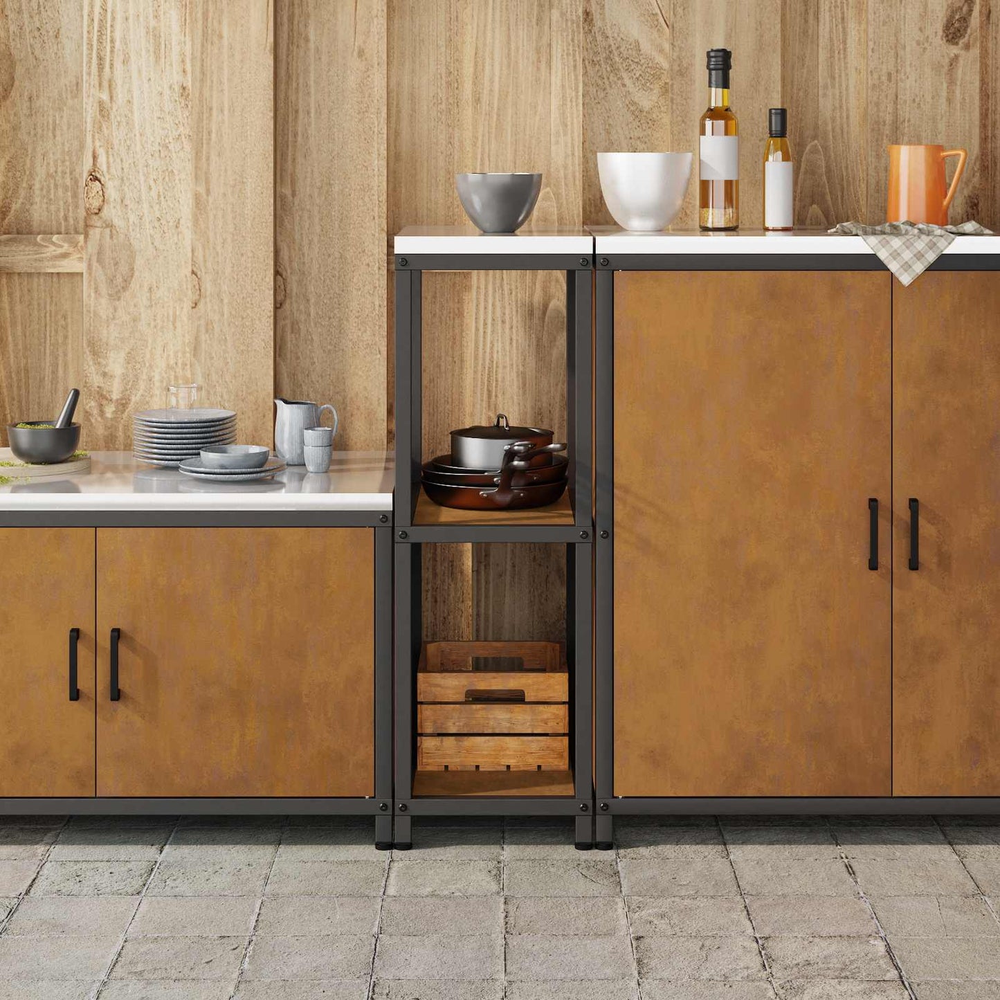 Kitchen Storage HATTEM Rusty 30 x 50 x 92 cm Steel