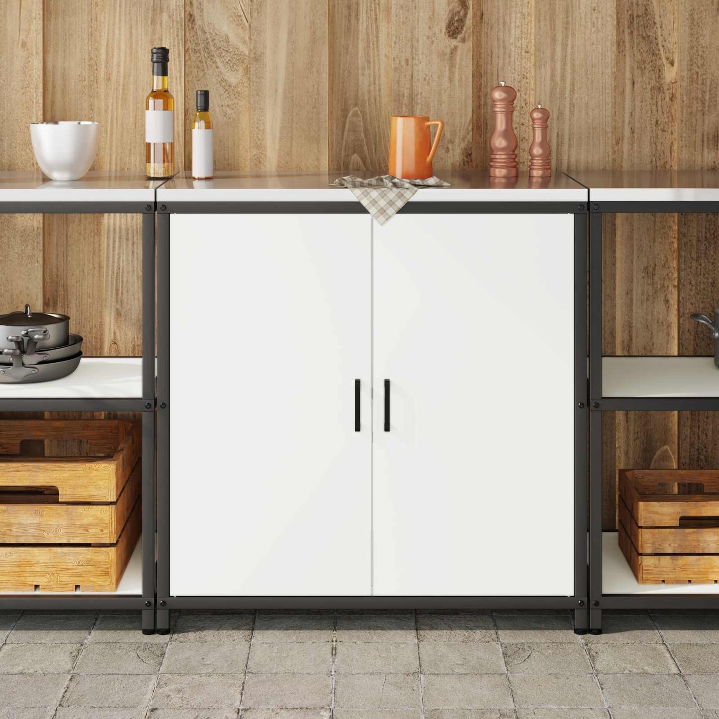 Kitchen Storage HATTEM White 90 x 50 x 92 cm Steel