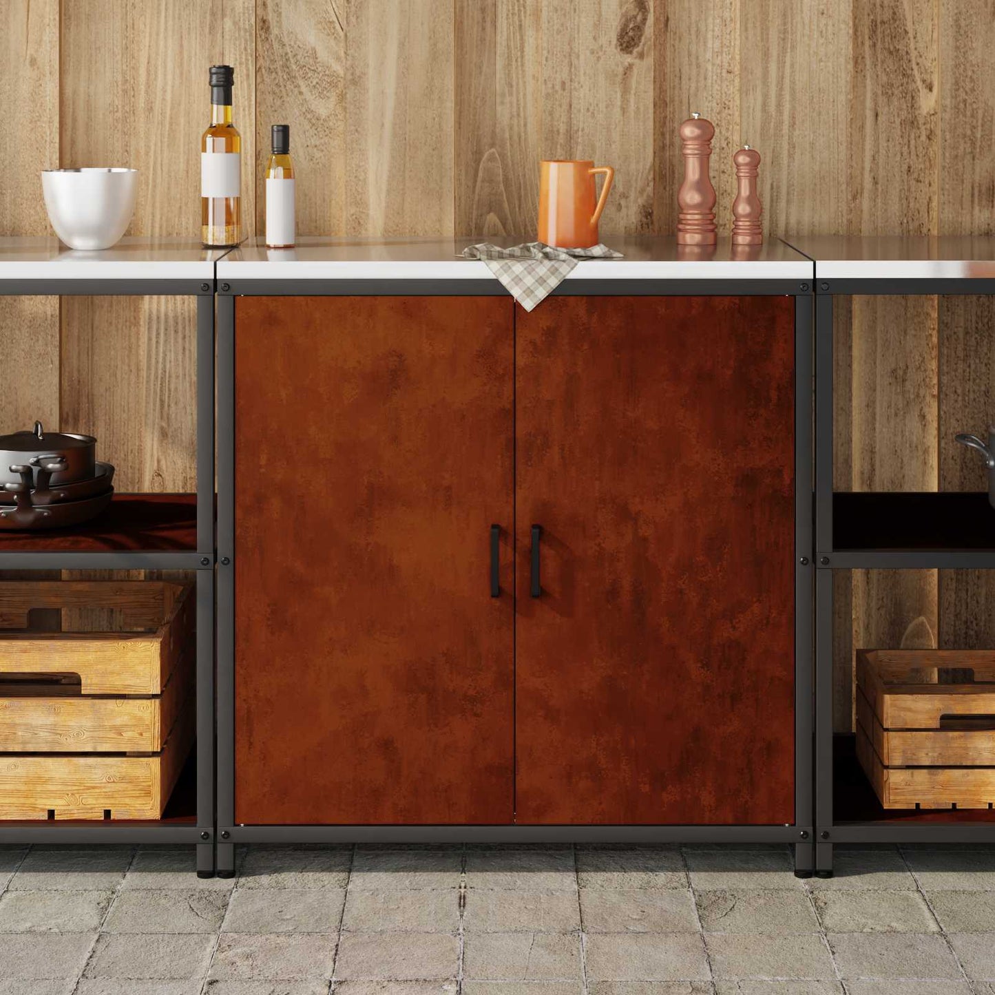 Kitchen Storage HATTEM Rusty 90 x 50 x 92 cm Steel