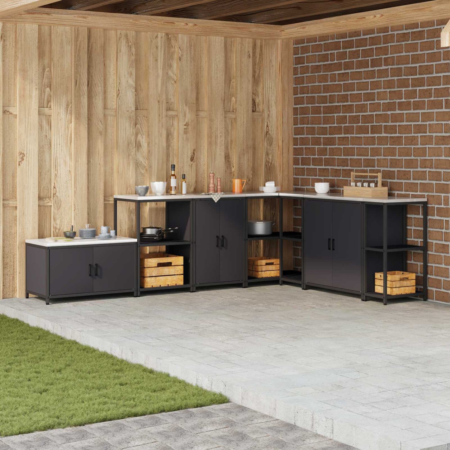 Kitchen Storage HATTEM Black 60 x 50 x 92 cm Steel