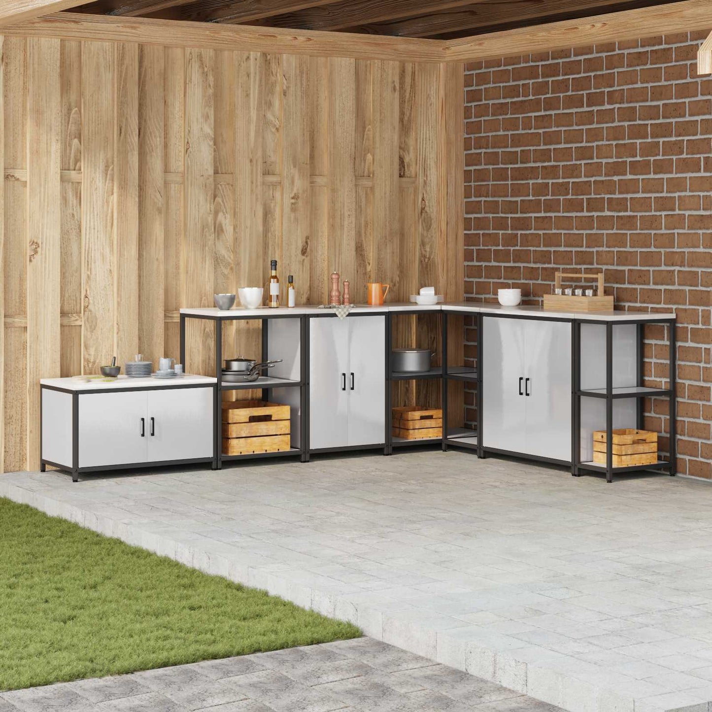 Kitchen Storage HATTEM Silver 60 x 50 x 92 cm Steel