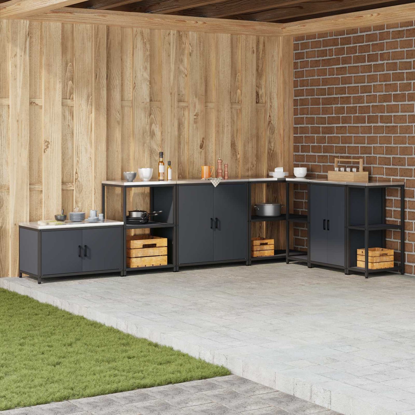 Kitchen Storage HATTEM Anthracite 90 x 50 x 53 cm Steel