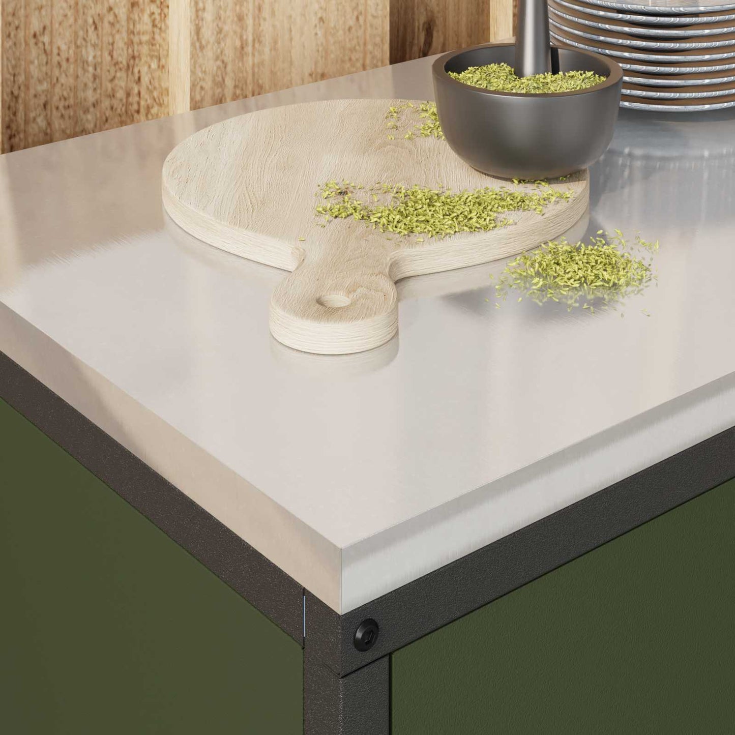 Kitchen Storage HATTEM Olive Green 90 x 50 x 53 cm Steel