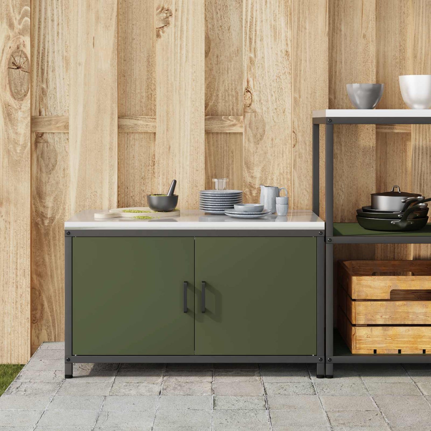 Kitchen Storage HATTEM Olive Green 90 x 50 x 53 cm Steel