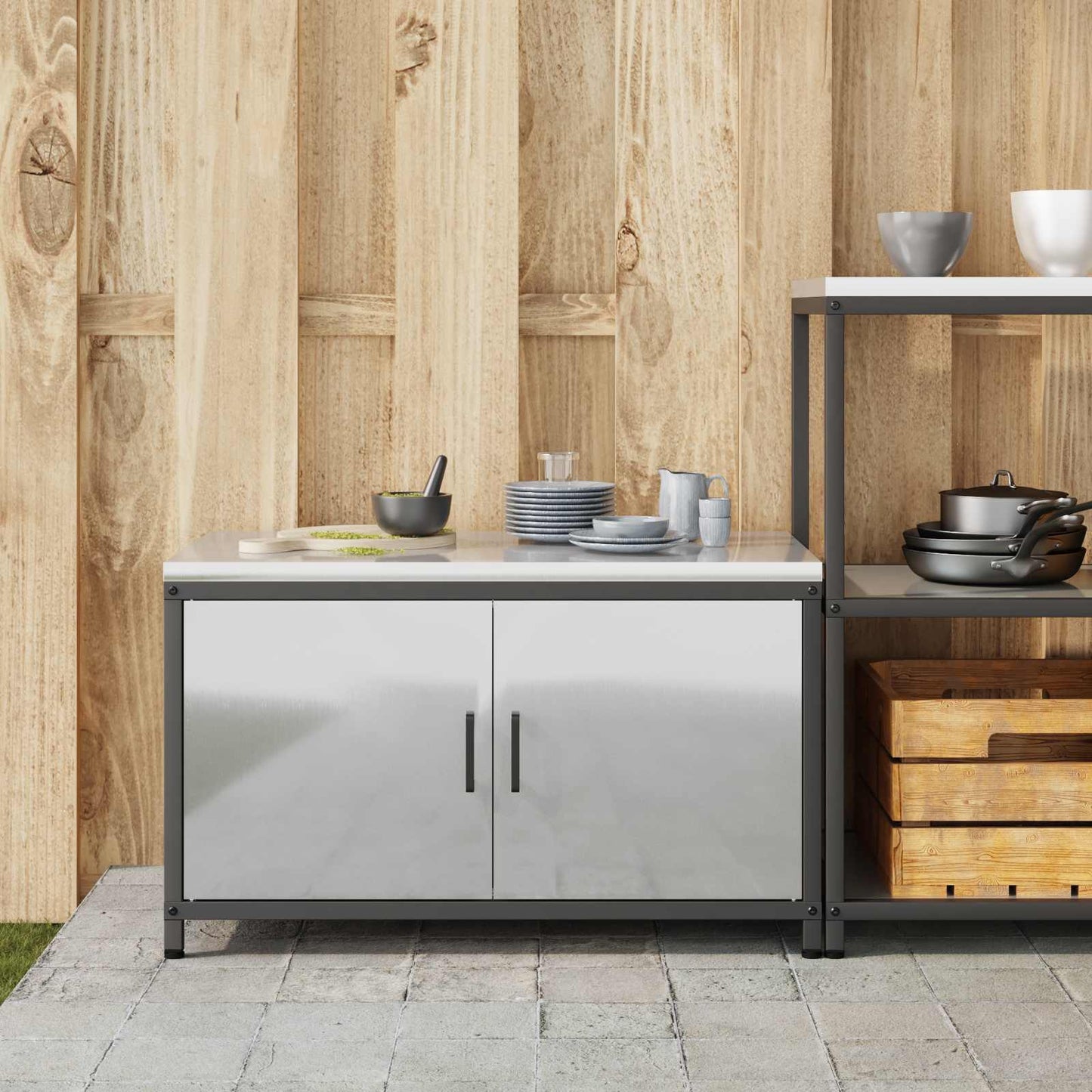 Kitchen Storage HATTEM Silver 90 x 50 x 53 cm Steel