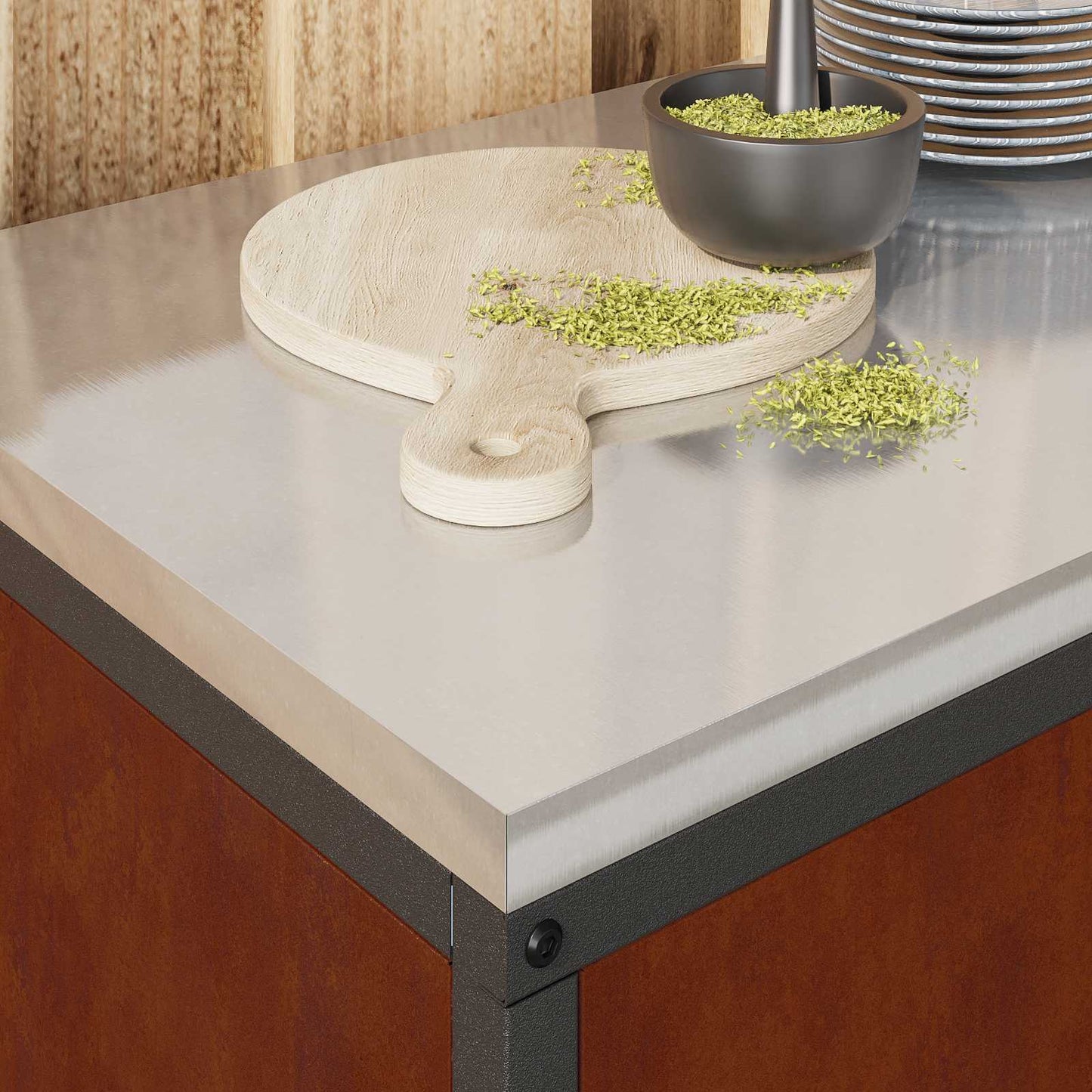 Kitchen Storage HATTEM Rusty 90 x 50 x 53 cm Steel