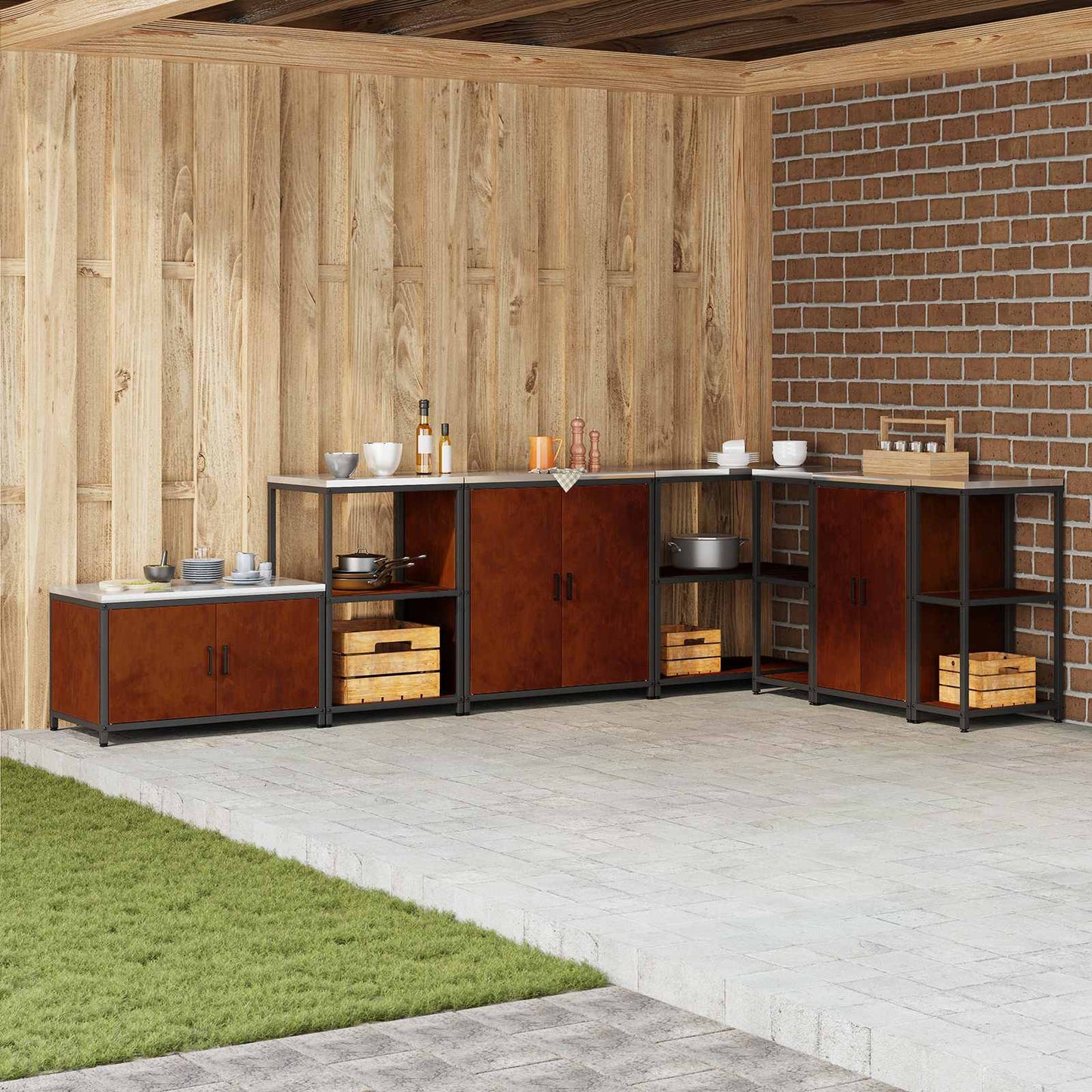 Kitchen Storage HATTEM Rusty 90 x 50 x 53 cm Steel