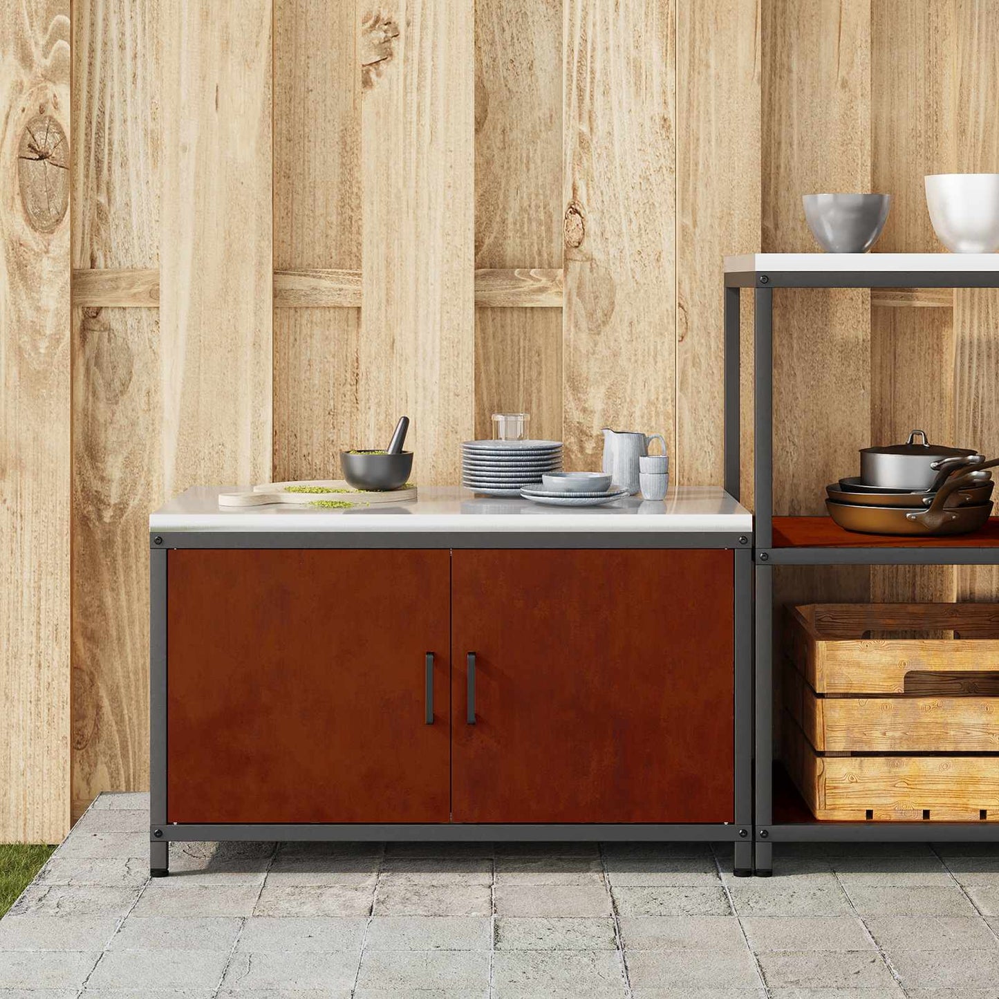 Kitchen Storage HATTEM Rusty 90 x 50 x 53 cm Steel