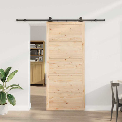 Sliding Door Natural 90 x 208 cm Solid Pine Wood