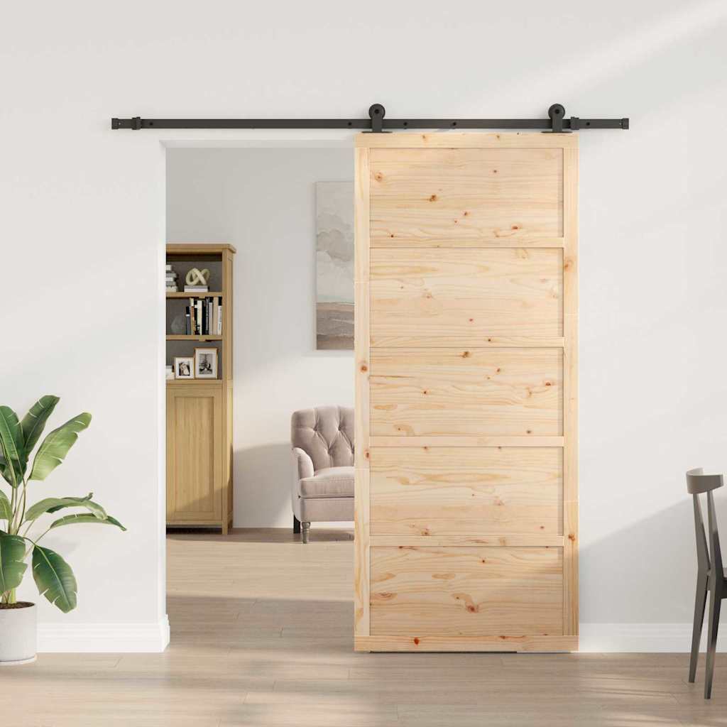 Sliding Door Natural 80 x 208 cm Solid Pine Wood