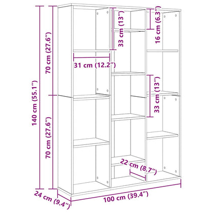 Room Divider Black Oak 100 x 24 x 140 cm Engineered Wood