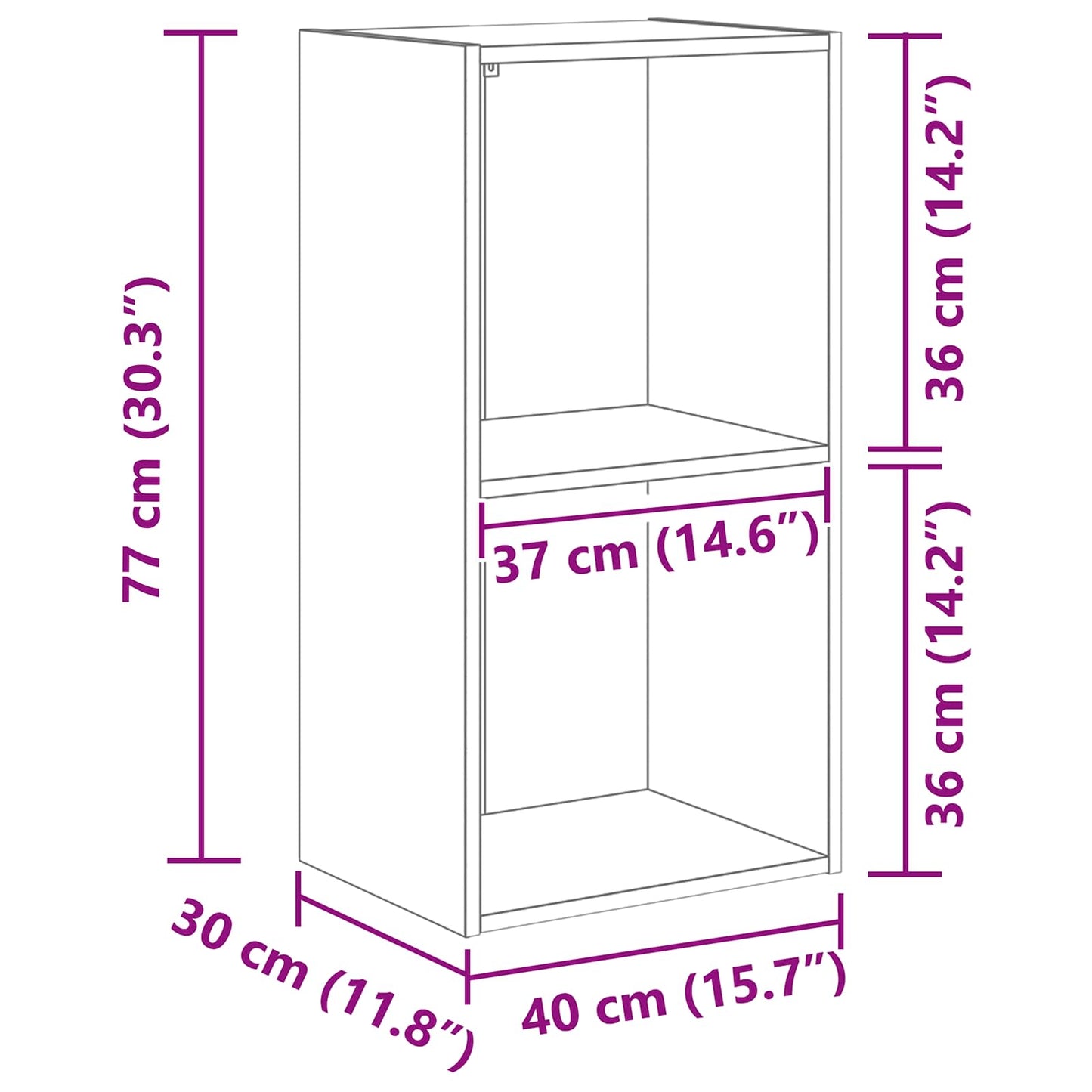 Bookshelf Black Oak 40 x 30 x 77 cm Engineered Wood