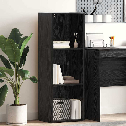 Bookshelf 3-Tier 40 x 30 x 114 cm Engineered Wood Black Oak
