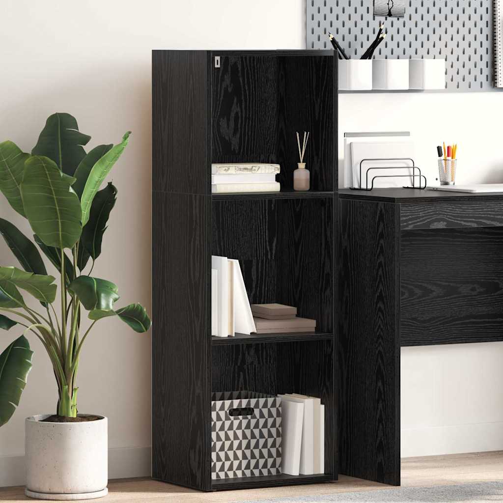Bookshelf 3-Tier 40 x 30 x 114 cm Engineered Wood Black Oak
