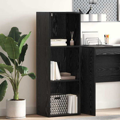 Bookshelf 3-Tier 40 x 30 x 114 cm Engineered Wood Black Oak