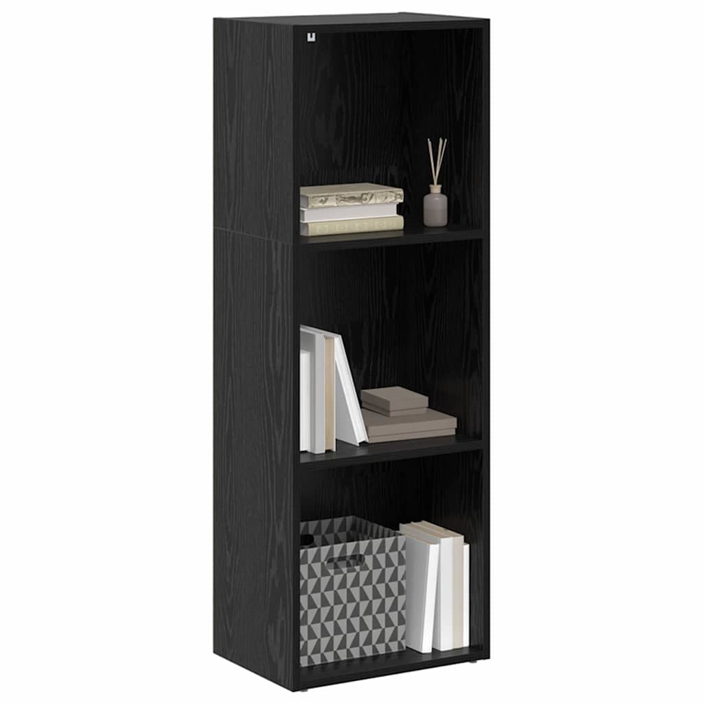 Bookshelf 3-Tier 40 x 30 x 114 cm Engineered Wood Black Oak