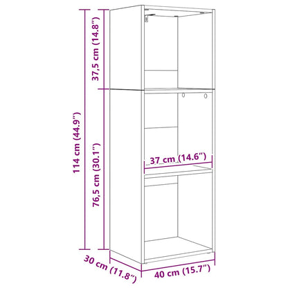 Bookshelf 3-Tier 40 x 30 x 114 cm Engineered Wood Black Oak