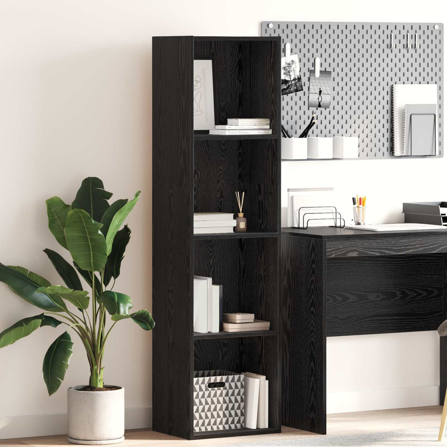 Bookshelf Black Oak 40 x 30 x 152 cm Engineered Wood