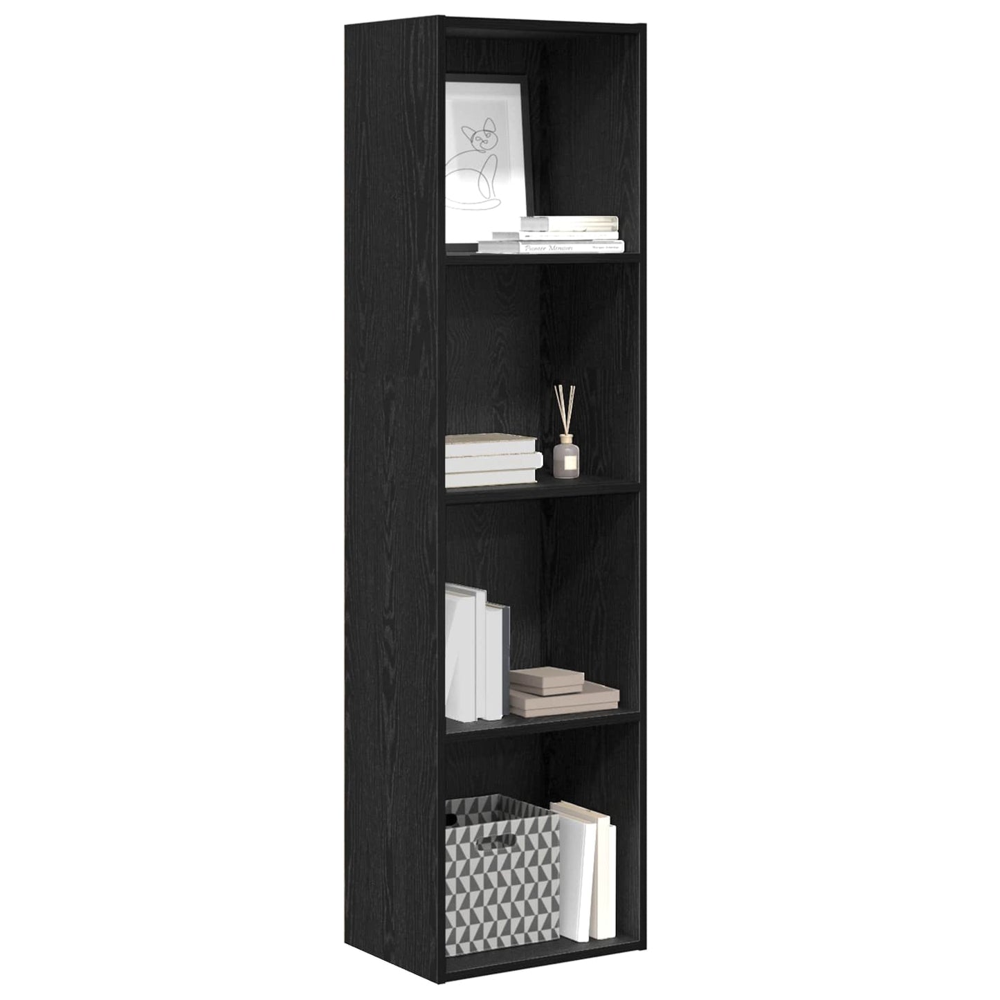 Bookshelf Black Oak 40 x 30 x 152 cm Engineered Wood