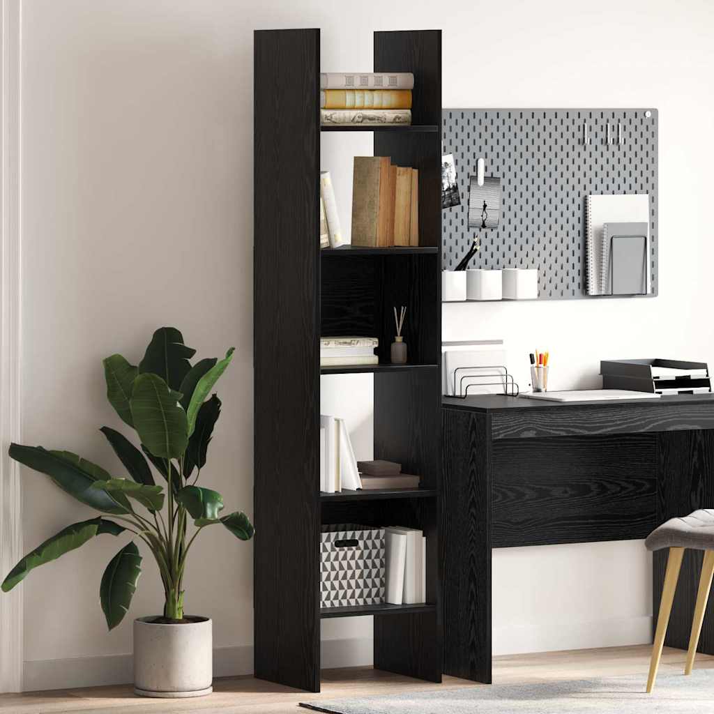 Book Cabinet 5-Tier 40 x 35 x 180 cm Engineered Wood Black Oak