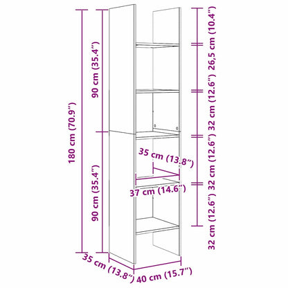 Book Cabinet 5-Tier 40 x 35 x 180 cm Engineered Wood Black Oak