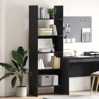Book Cabinet 5-Tier 60 x 35 x 180 cm Engineered Wood Black Oak