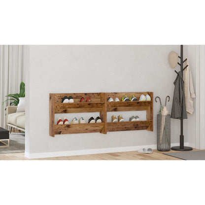 Shoe Cabinet 2 pcs Old wood 80 x 18 x 60 cm Engineered Wood