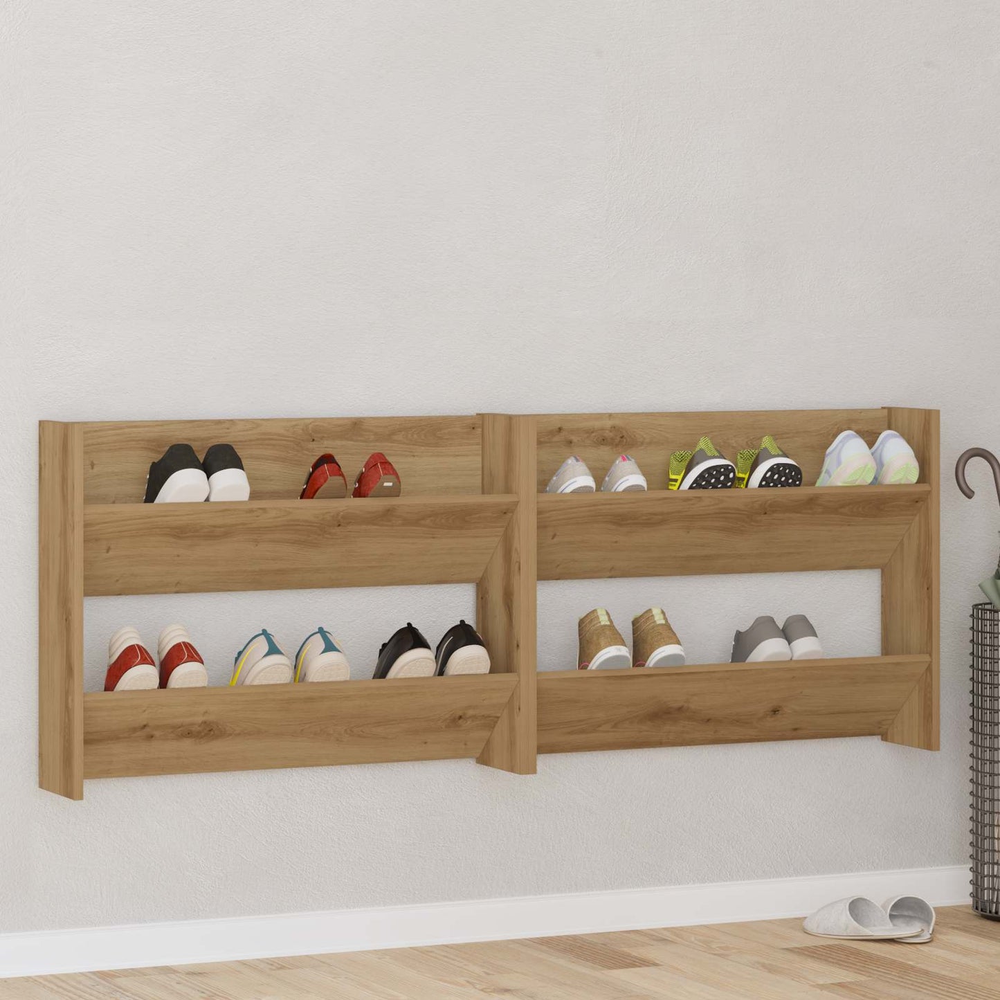 Shoe Cabinet 2 pcs Artisan Oak 81 x 18 x 60 cm Engineered Wood