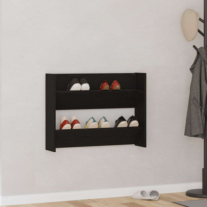 Shoe Cabinet Black Oak 82 x 18 x 60 cm Engineered Wood