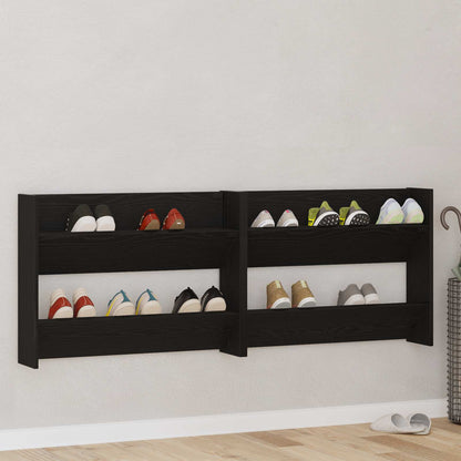 Shoe Cabinet 2 pcs 83 x 18 x 60 cm Engineered Wood Black Oak