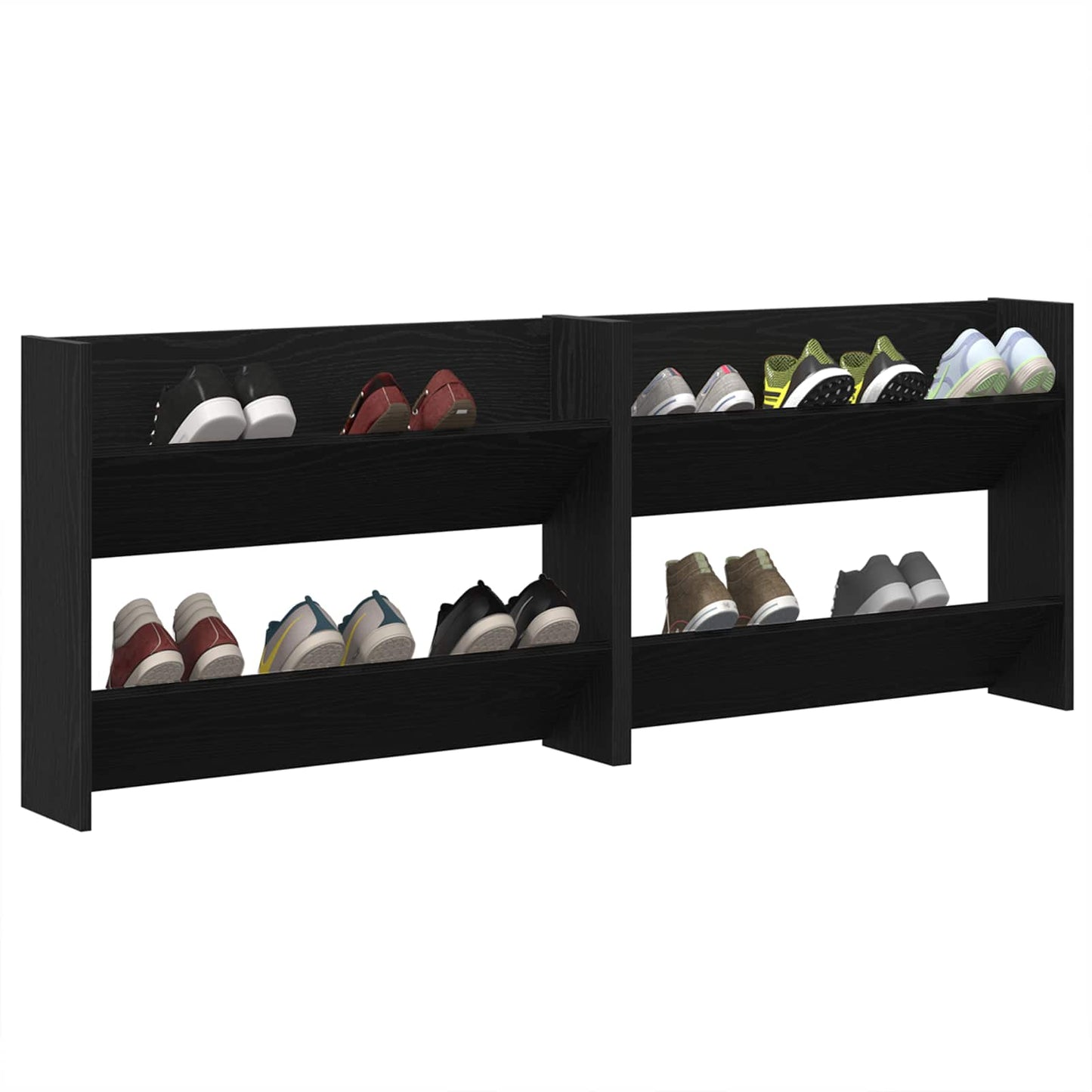 Shoe Cabinet 2 pcs 83 x 18 x 60 cm Engineered Wood Black Oak