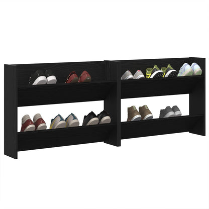 Shoe Cabinet 2 pcs 83 x 18 x 60 cm Engineered Wood Black Oak