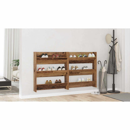 Shoe Cabinet 2 pcs Old wood 84 x 18 x 90 cm Engineered Wood