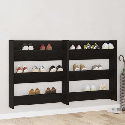 Shoe Cabinet 2 pcs 86 x 18 x 90 cm Engineered Wood Black Oak