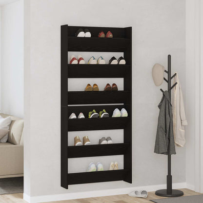 Shoe Cabinet 2 pcs 86 x 18 x 90 cm Engineered Wood Black Oak