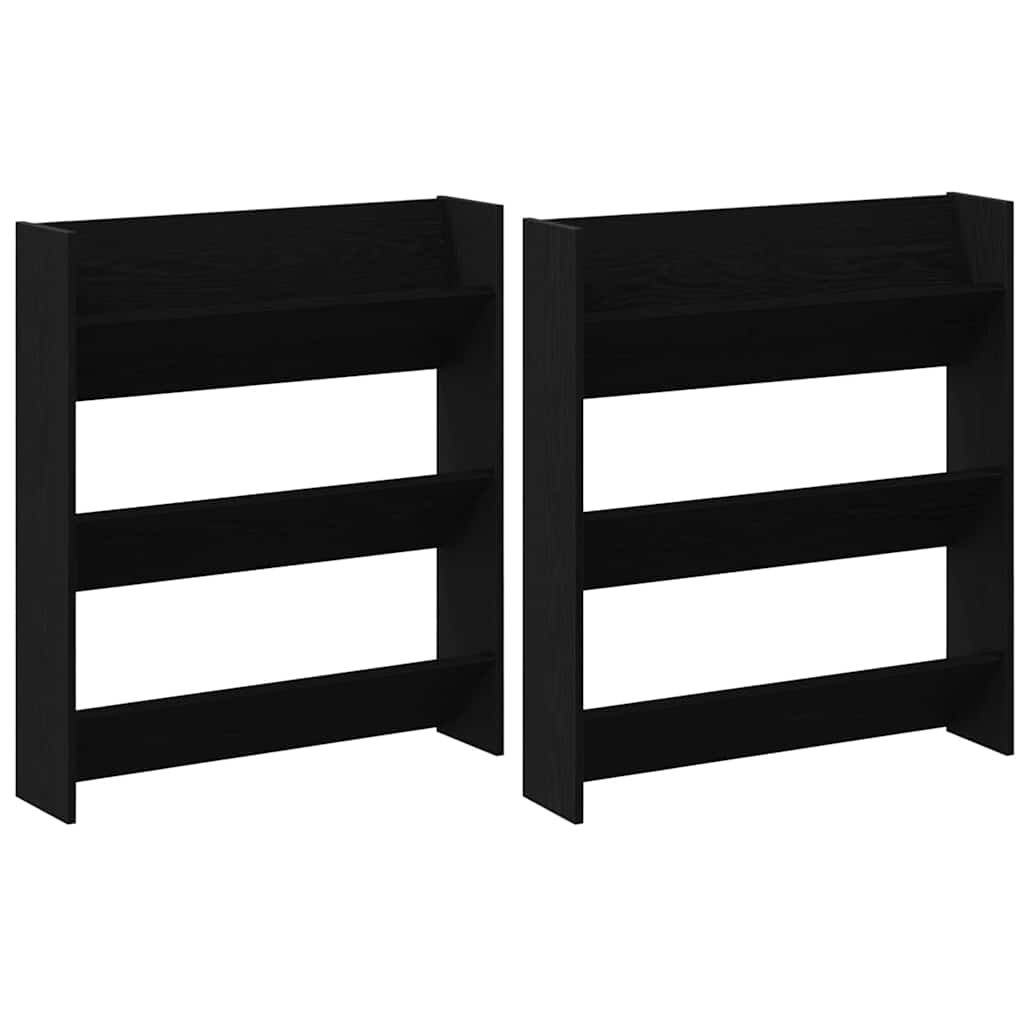 Shoe Cabinet 2 pcs 86 x 18 x 90 cm Engineered Wood Black Oak