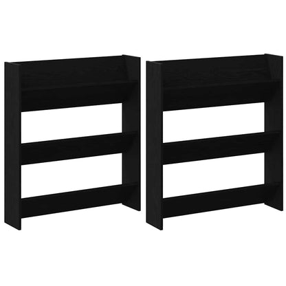 Shoe Cabinet 2 pcs 86 x 18 x 90 cm Engineered Wood Black Oak
