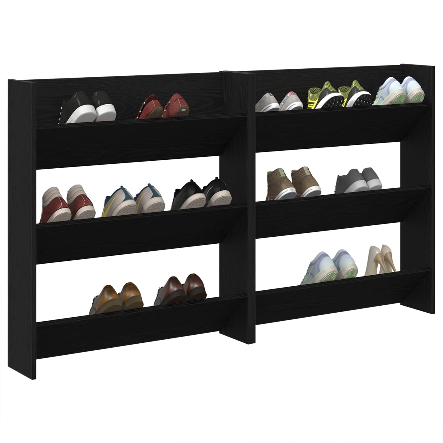 Shoe Cabinet 2 pcs 86 x 18 x 90 cm Engineered Wood Black Oak