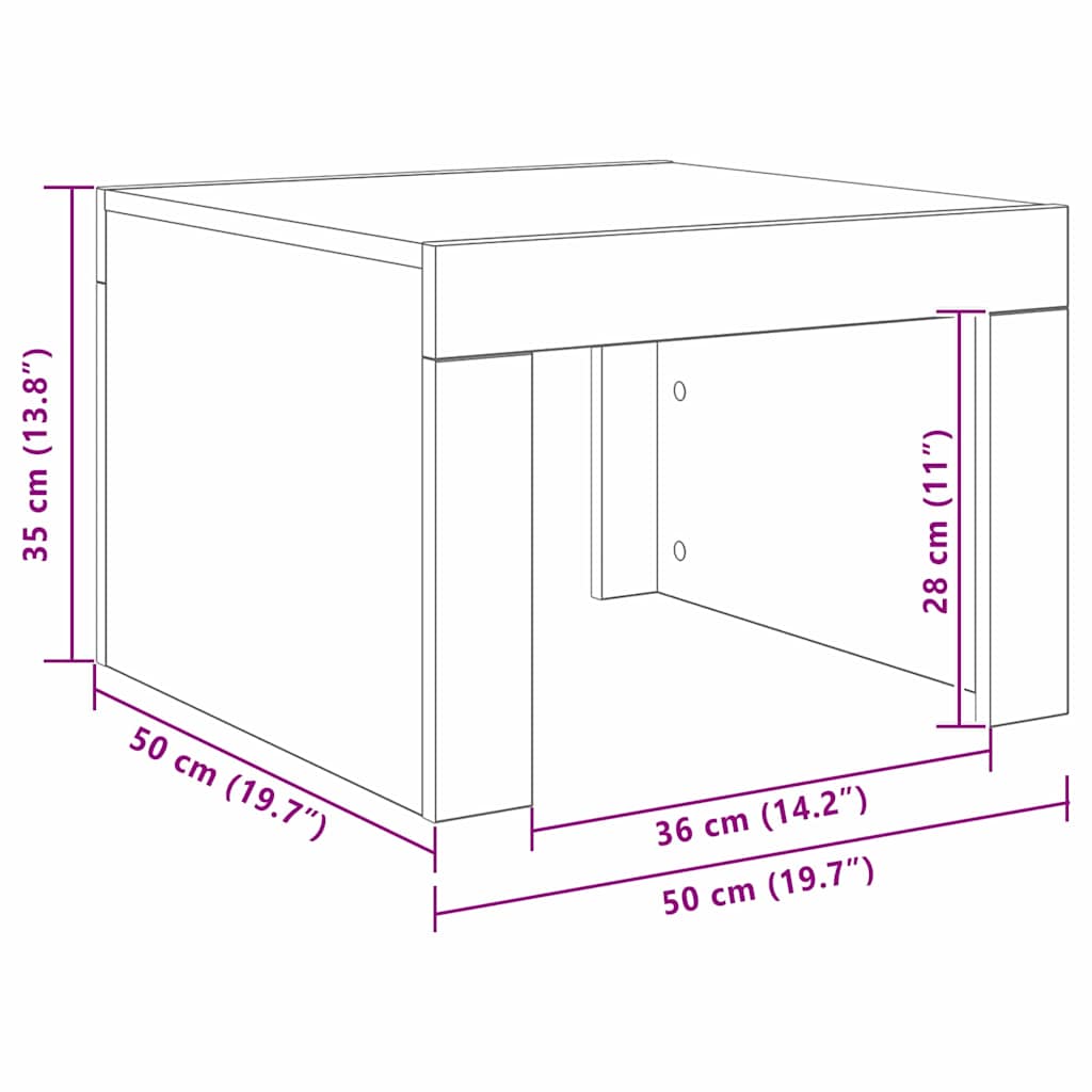 Coffee Table Old Wood 50 x 50 x 35 cm Engineered Wood