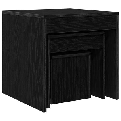 Coffee Table 3 pcs Black Oak Engineered Wood