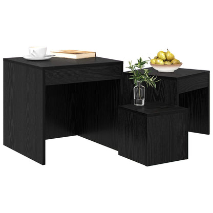 Coffee Table 3 pcs Black Oak Engineered Wood