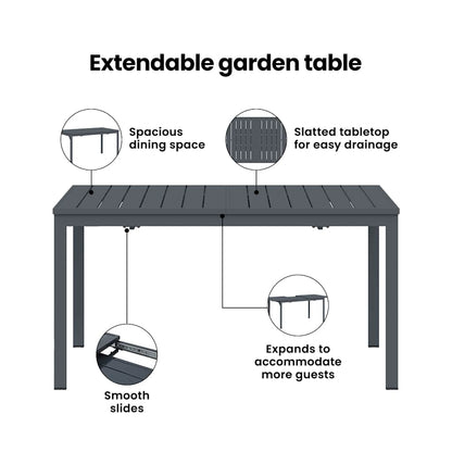 Outdoor Dinner Table Folding Anthracite 210 x 90 x 73 cm Steel